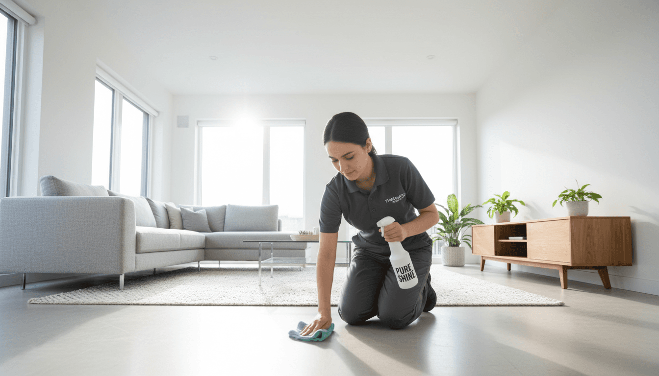 Professional cleaner in a bright modern home